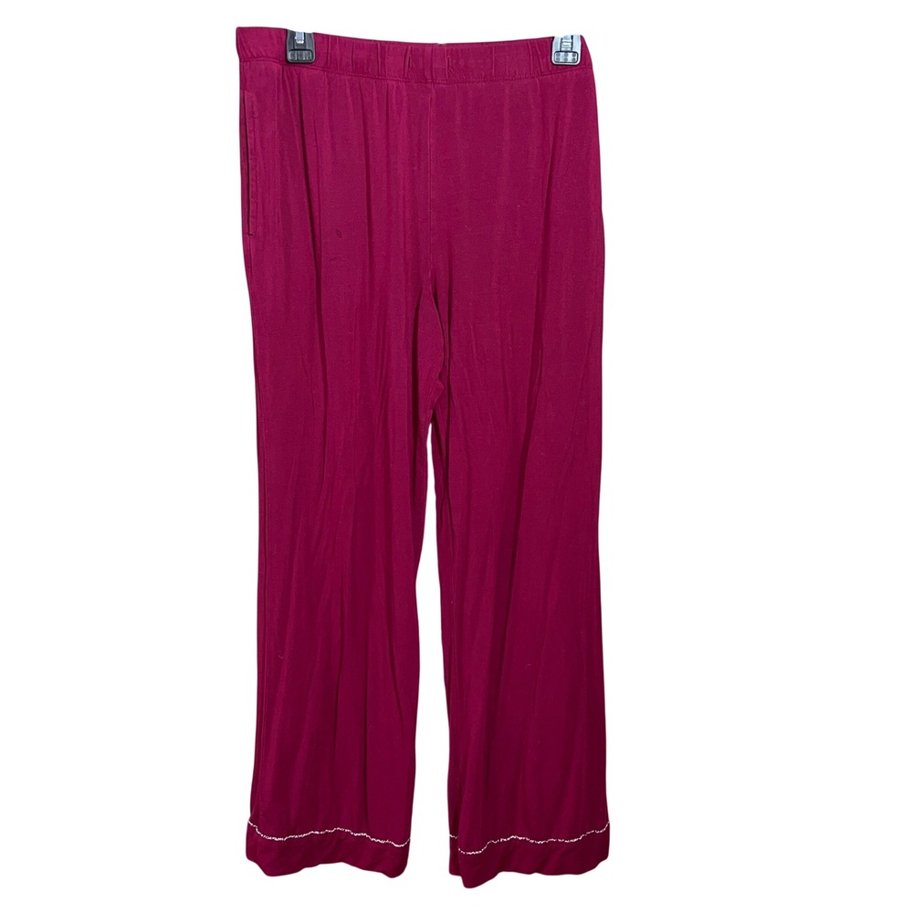 Victoria's Secret Pajama Pants Berry Pink Wide Leg Piping Loungewear